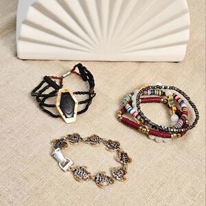 Black, Gold, & Multicolor Bracelet Set